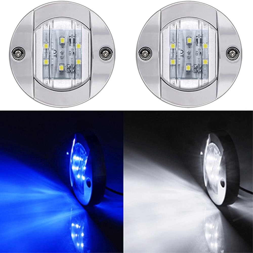 4Pcs Boat Courtesy Lights Stair Deck Transom Stern Light Waterproof Boat Indicator Turn Signal Tail Lamp Yacht Marine Lights(ABS 12V White 6LED)