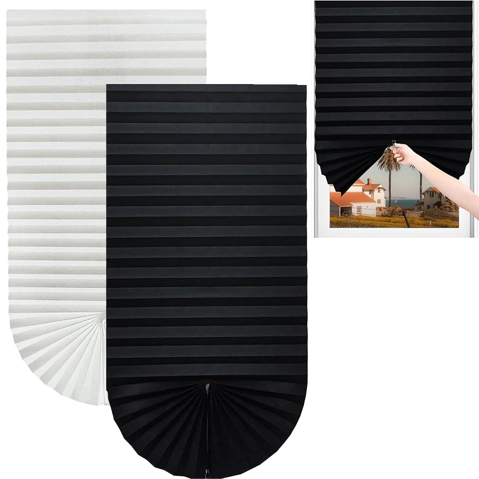 2PCS Blinds for Windows Without Drill, No-Hole Installation Curtain Solutions, Easy Mount Window Coverings for Home Decor, Non-Woven Fabric Window Treatment with Adjustable Size-image-14
