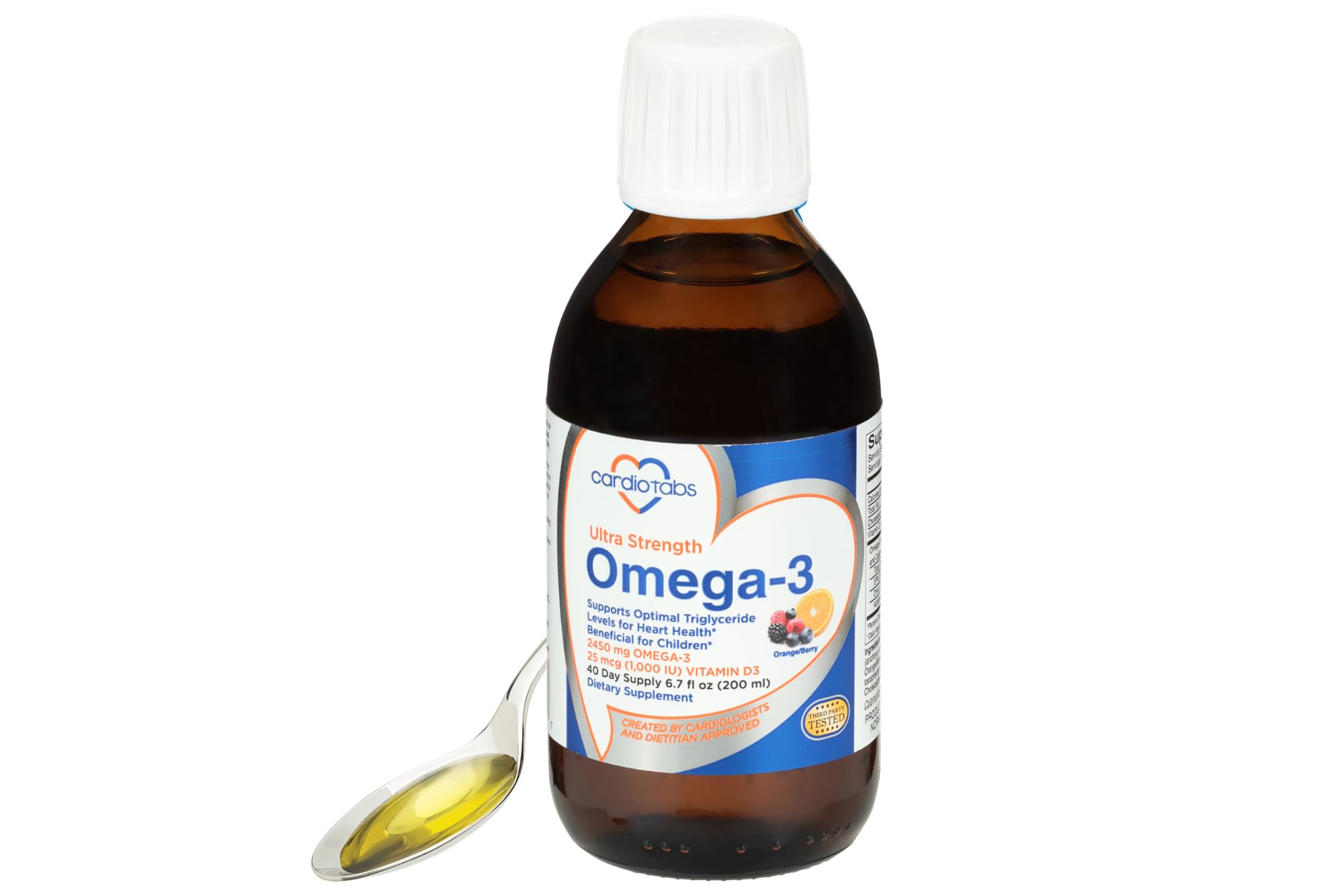 Ultra Strength Liquid Omega-3 + Vitamin D3, Fish Oil Supplements 4,500mg Omega-3 Marine Oil from Fish Oil and Calamarine, 2,130mg DHA and EPA, + 1,000 IU of Vitamin D3-6.8 fl oz