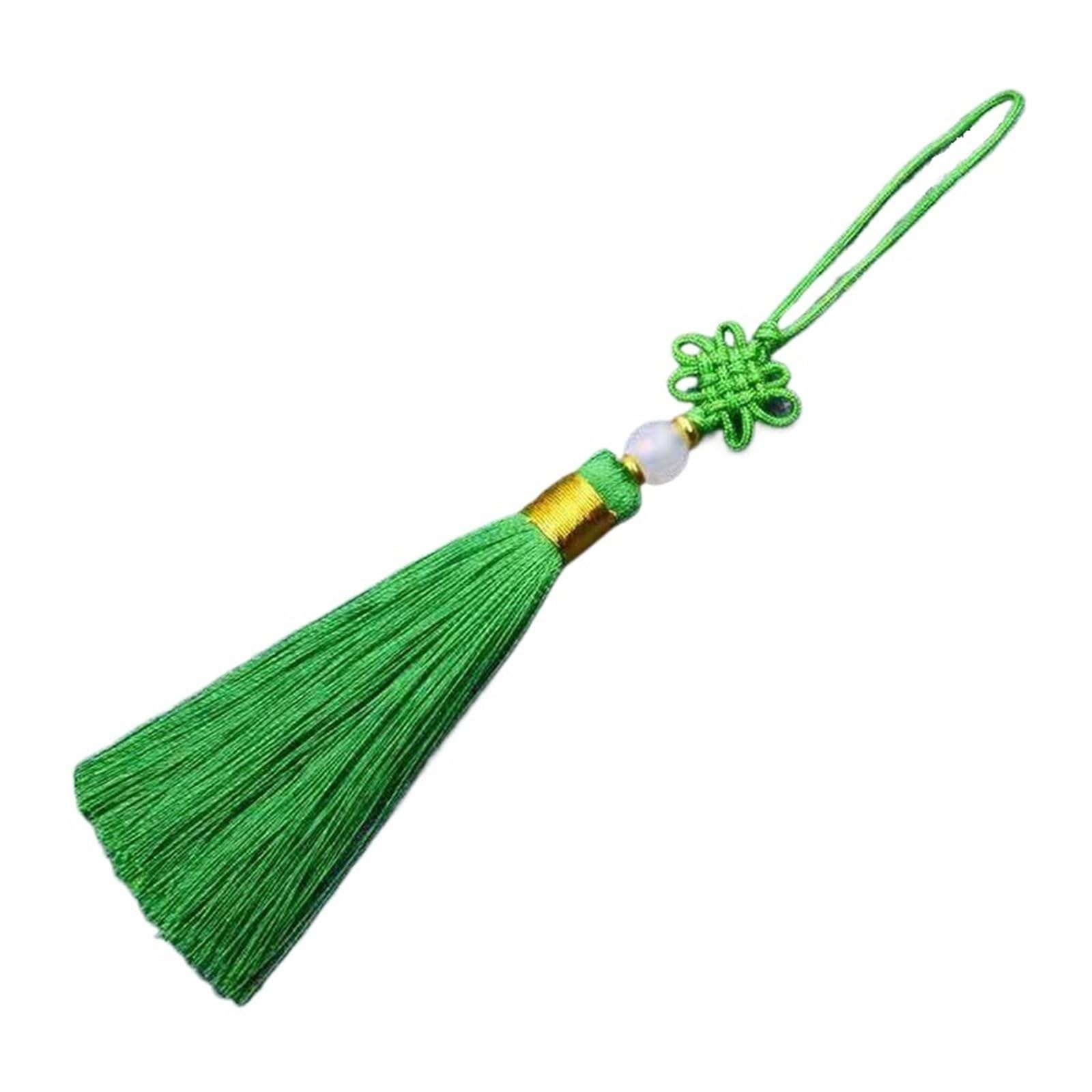 Mini Tassels 30Pcs Small Chinese Knots Craft Tassels Handmade Silky Mini Beaded Tassels for Jewelry Making DIY Earring Bookmark Supplies for Crafts(Green)