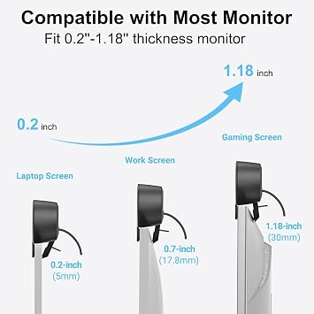 Monitor Speakers, Computer Speakers for Desktop PC, USB Speaker with Integrated USB A Type C Connector, Easily Clamp to Monitors, 10W(Black)