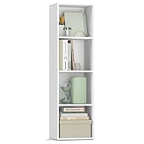 VASAGLE Libreria, Scaffale Libreria a 4 Ripiani, Scaffale Portaoggetti con Ripiani Regolabili, Scomparti Aperti, 24 x 30 x 106 cm, per Soggiorno Studio Camera da Letto, Bianco Nuvola LBC434W01