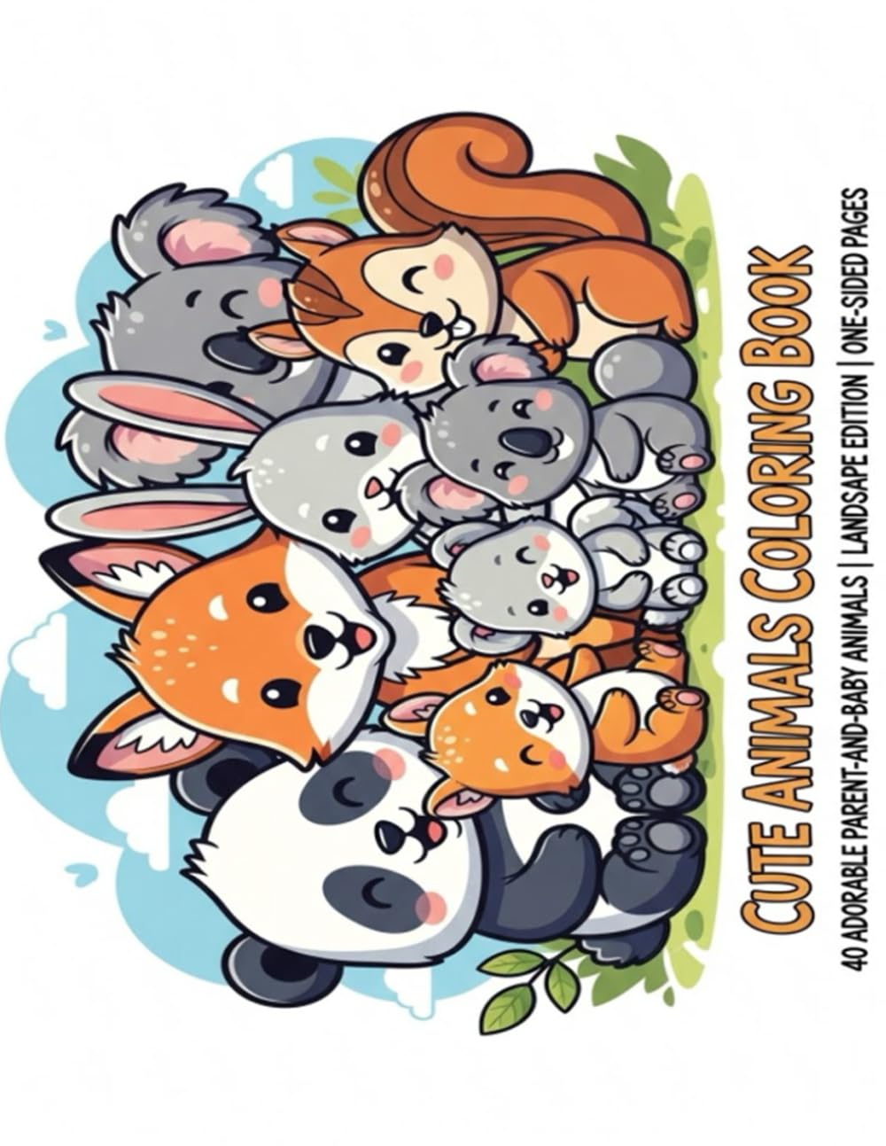 Cute Animals Coloring Book: 40 Adorable Parent-and-Baby Animals | Landscape Edition (Cute Animals Coloring Book Series)