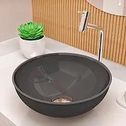 Cuba Pia de Apoio Sobrepor Vidro Redonda 29cm Banheiro Lavabo Beltempo BT-4030 (Cinza Chumbo)