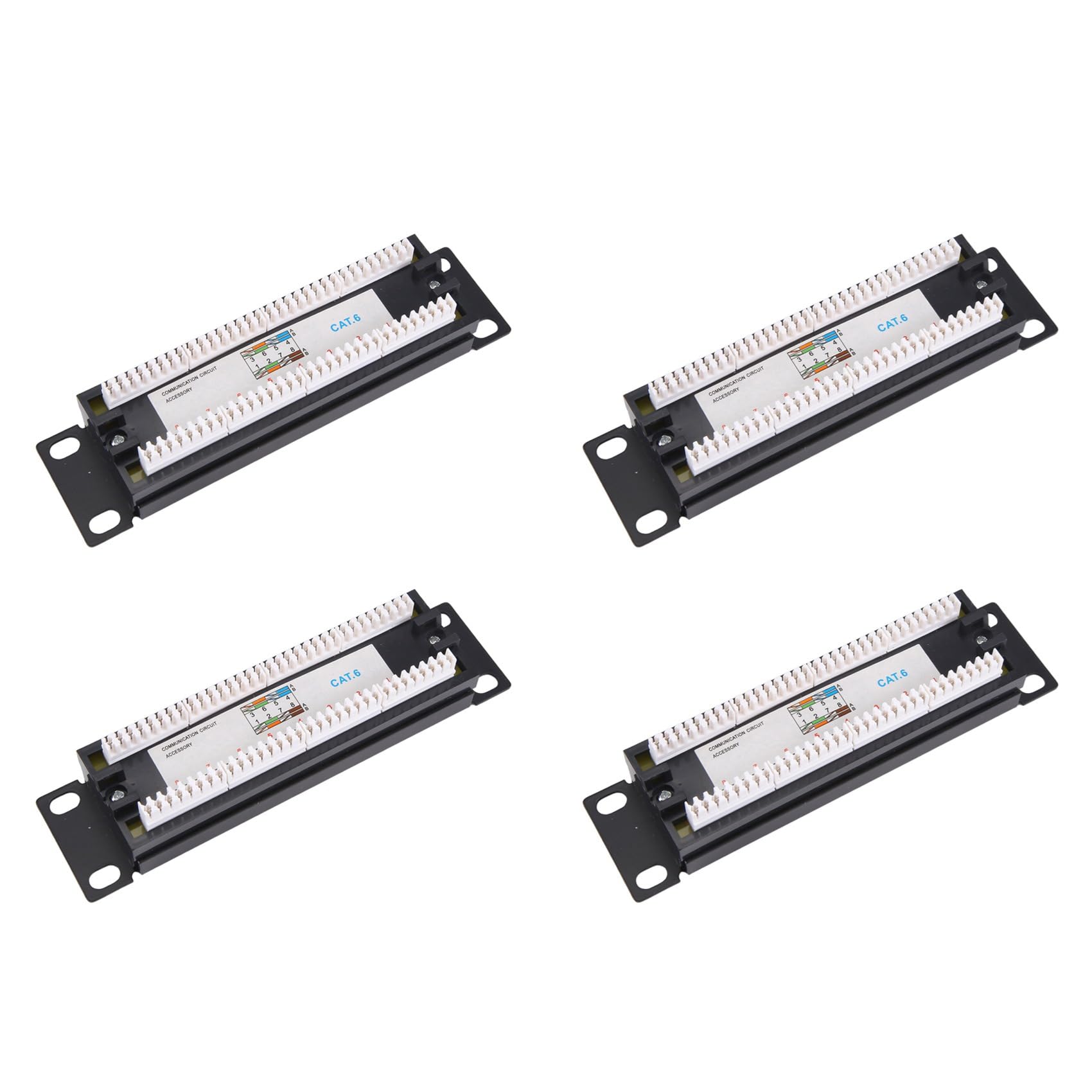 4X CAT6 8 Puertos Patch Panel Rack Network 6.89 Pulgadas 1U Montaje en Rack con Conector RJ45 para de Distribución Doméstico