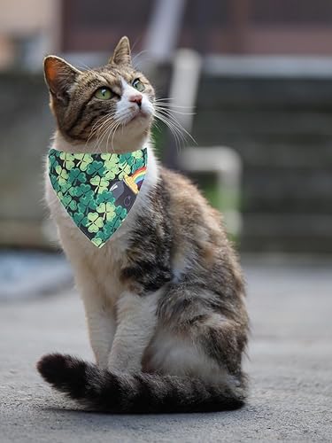 Miniatura 3 de Collares para gatos del día de San Patricio, con bandana, campana, collar ajustable para perros pequeños, cachorros y niñas
