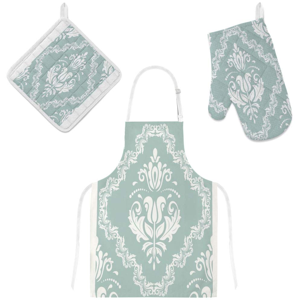 Tablier de cuisine étanche réglable et son kit gant manique anti-chaleur
