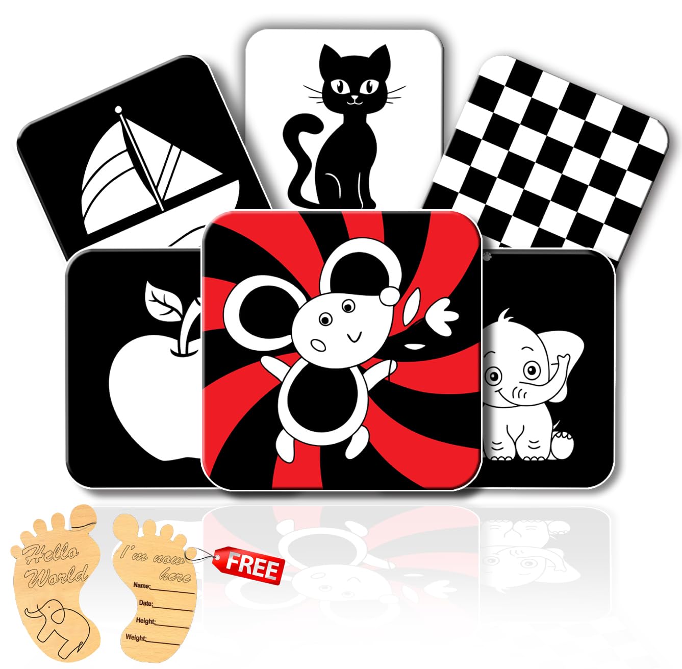High Contrast Flash Cards for New Born Children -Educational Black & White 24 Objects | Visual Stimulation and Sensory Development for Infants | Montessori Sensory Cards (B0CMNKNGPZ) Amazon Price History, Amazon Price Tracker