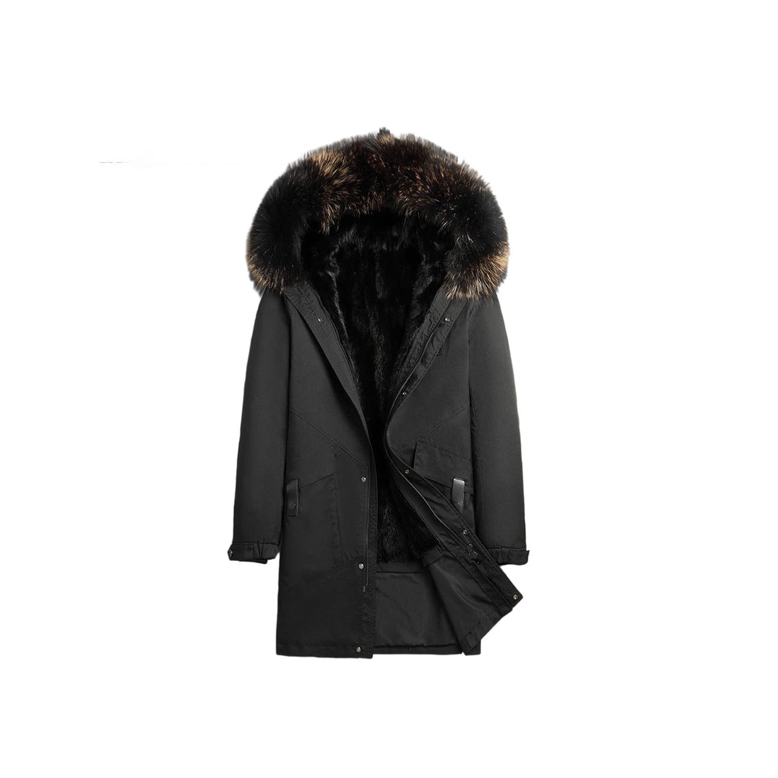 Hodore Men Long Thick Parka Jacket Hooder Removable Lining Big