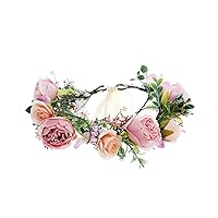 Vista 19 de Corona floral guirnalda de flores diadema diadema corona floral diadema halo boho fiesta baile boda fotos naranja