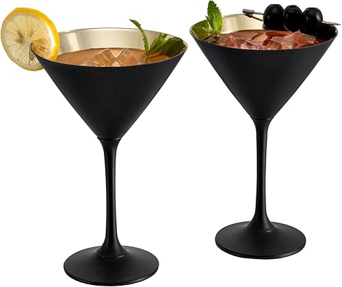 Miniatura 8 de MyGift Vasos de Martini metálicos de 8 onzas, modernos vasos de cóctel chapados en tono plateado, elegantes vasos de espejo para cenas formales,