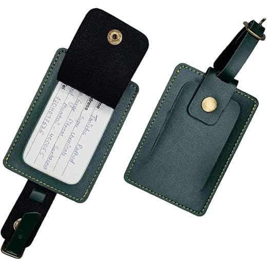Leather Luggage Tag - Green