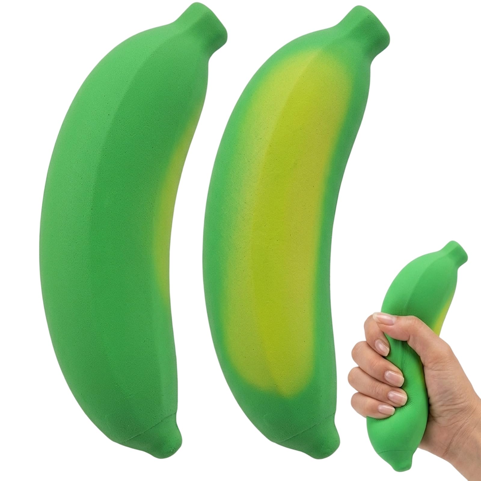 2 PCS Banana Squishy Set, Temperature-Sensitive Color Changes from Green to Yellow，Squishy Banana with Thermo-Responsive Surface for Desk Display and Everyday Handling