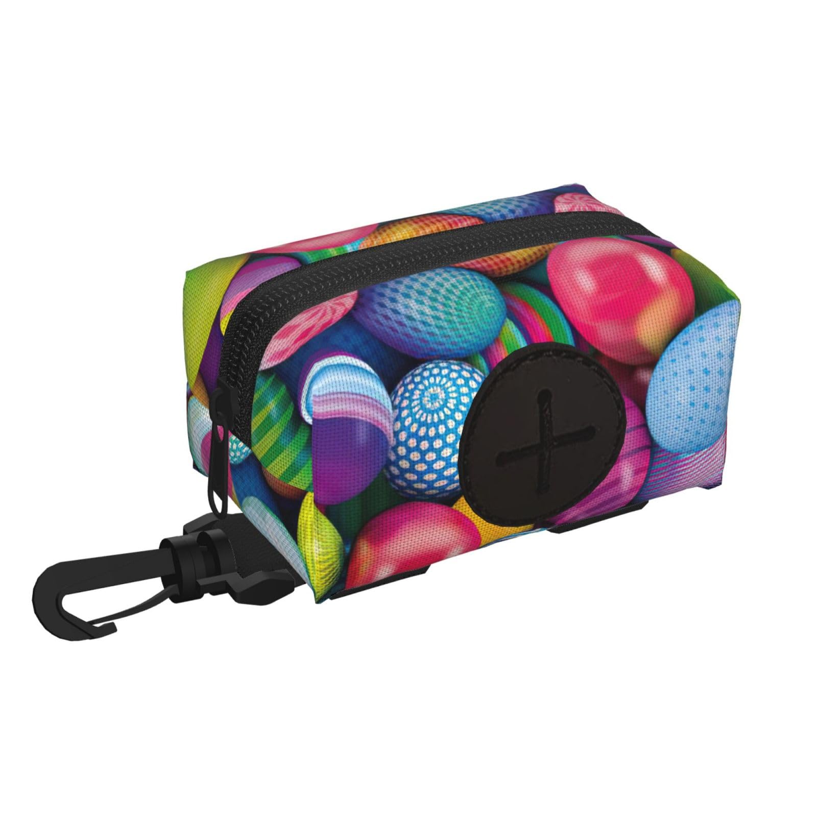 Pphgut Black Easter Eggs Print Waterproof Pet Waste Treat Bag Outdoor Walking Hiking Pouch Camping Accessory