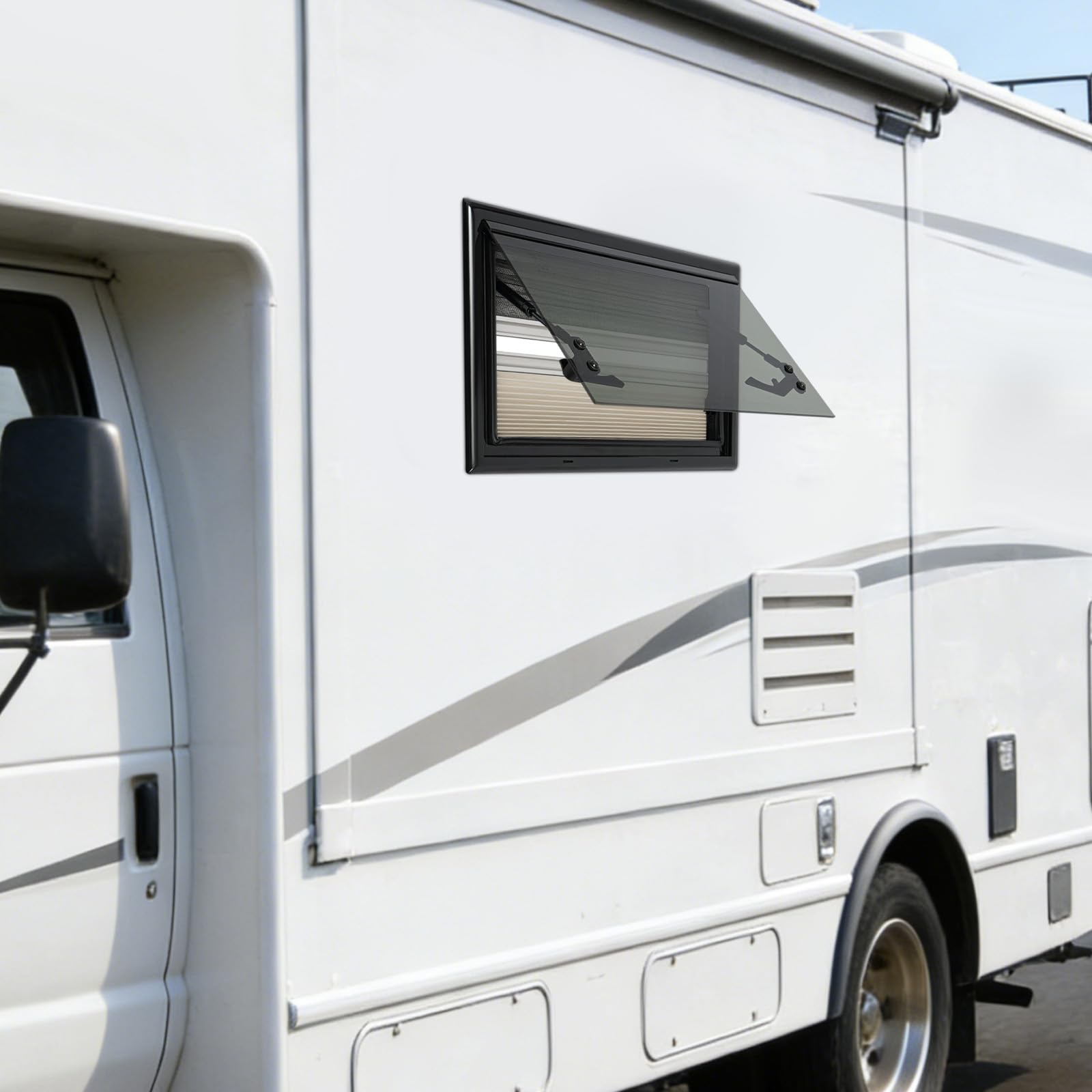 Wohnmobil Fenster, Wohnmobilfenster Wohnwagen Fenster RV-Ausstellfenster, Wohnwagenfenster Mit Integriertem Rollo Und Fliegengitter, Camper Fenster FüR Wohnwagen Van Camper (500x300mm)