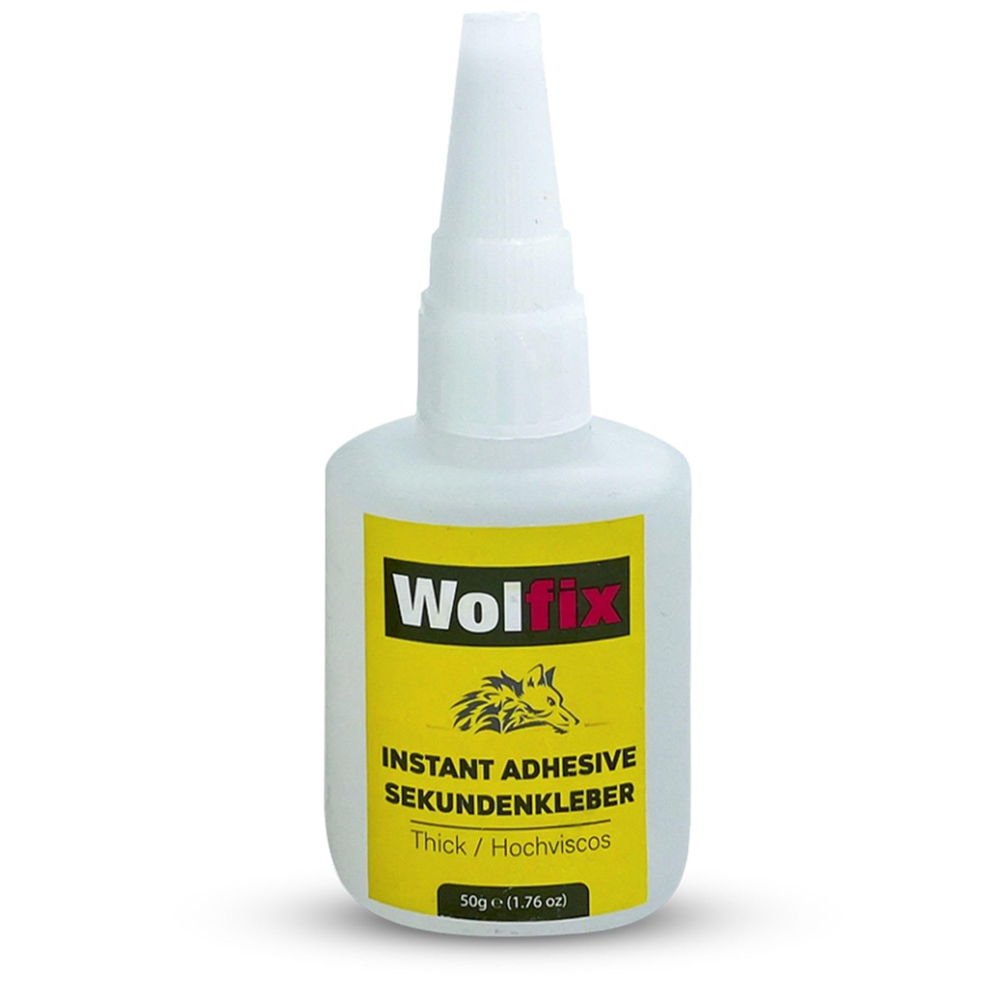 Wolfix Colla Cianoacrilica 50gr – Adesivo Istantaneo Colla Forte per Plastica, Legno, Metallo e Ceramica – Super Attack Extra Forte per Riparazioni Professionali e Fissaggi Precisi