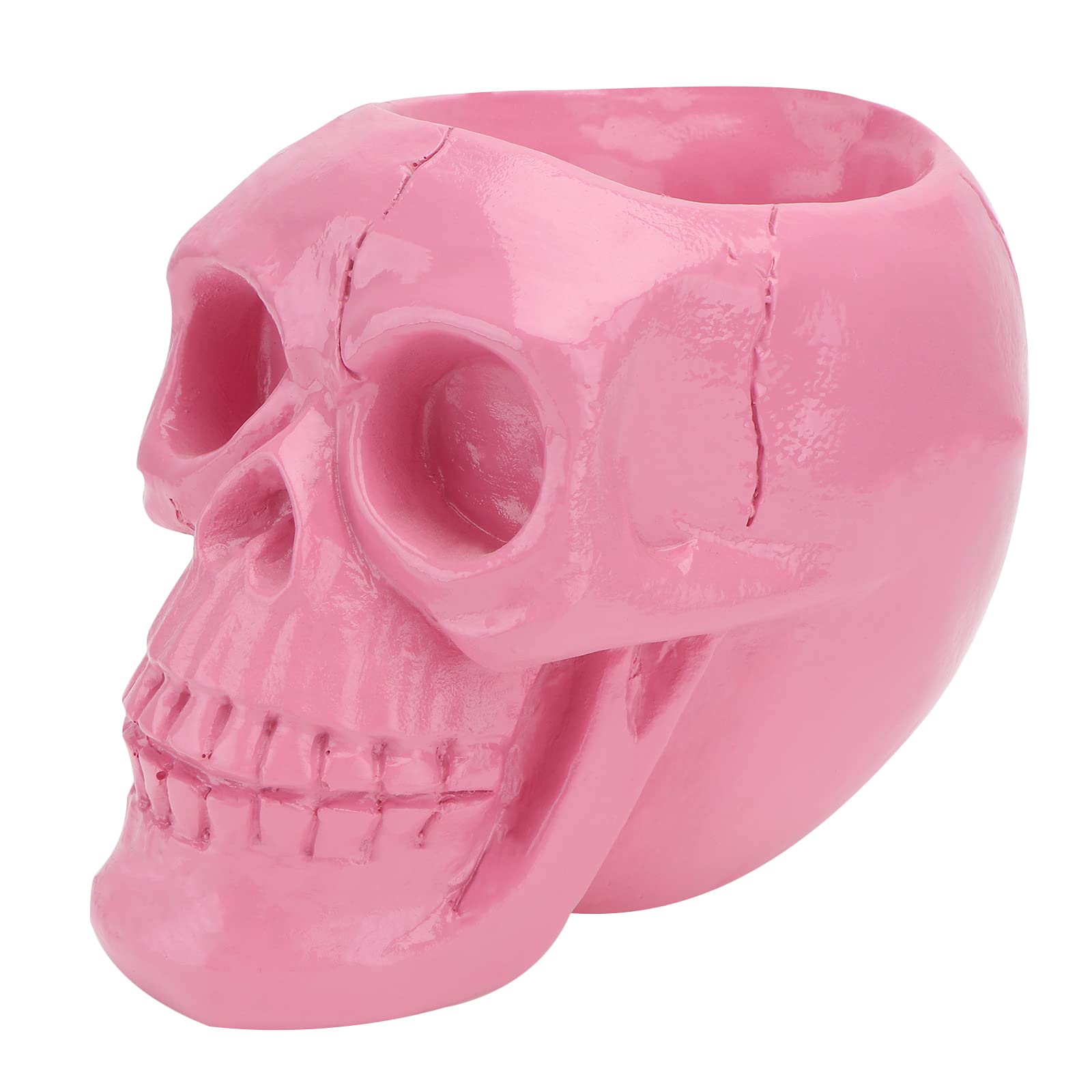 TOPBATHY Skull Makeup Bowl & Pen Holder Bowl Halloween Goth Decorations Skeleton Skulls Gothic Organizer Bathroom Skeleton for Bathroom,Countertop,Desk,Dorm(Pink)