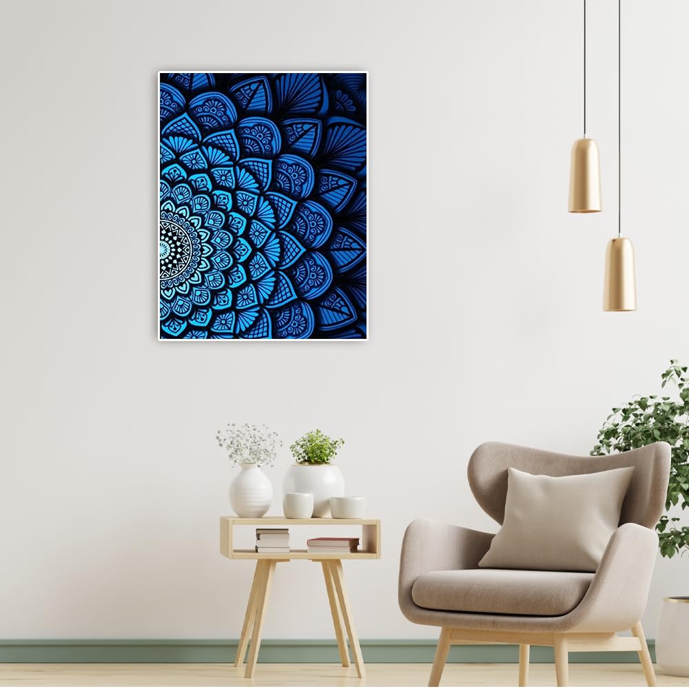 DCIDBEI Large and Clear Diamond Painting Mandala Blue 40 x 50 cm Diamond Painting Mandala Canvas Diamond Painting Adult Mandalas Painting by Numbers Transcendental Awakening Endless Changing - Image 3