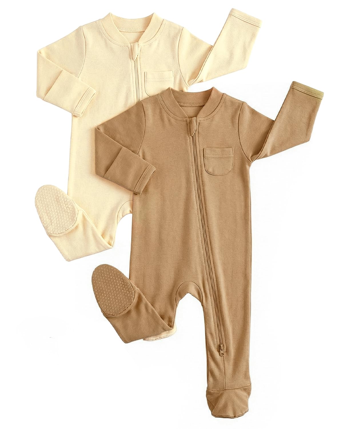 JiAmy Baumwolle Baby Schlafanzug 2er-Pack, Langarm Neugeborene Baby Jungen Mädchen Strampler Babykleidung Bekleidung 0-12 Monate