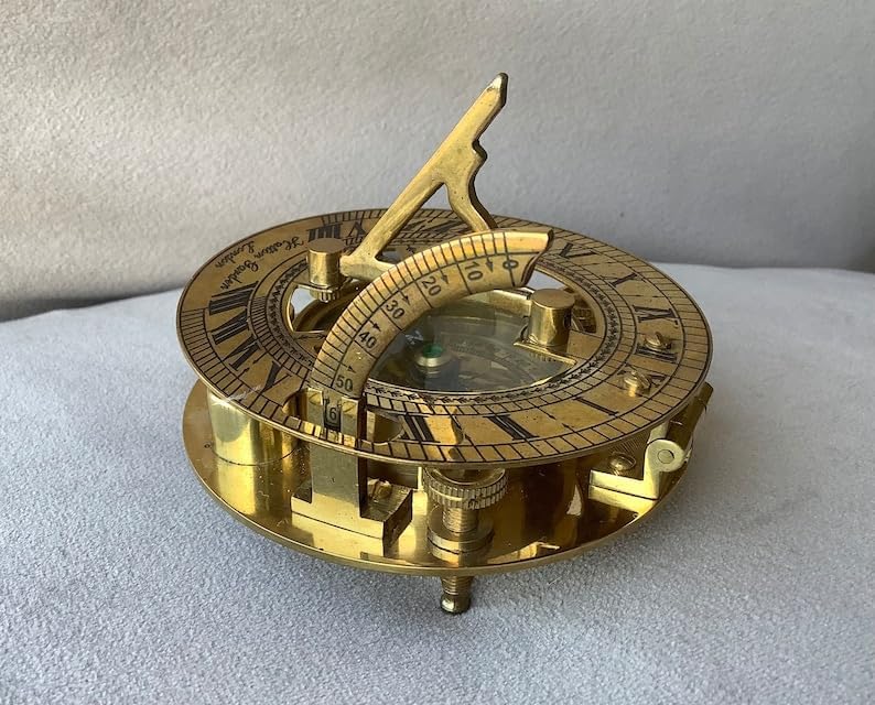 Solid Brass Sundial and Compass