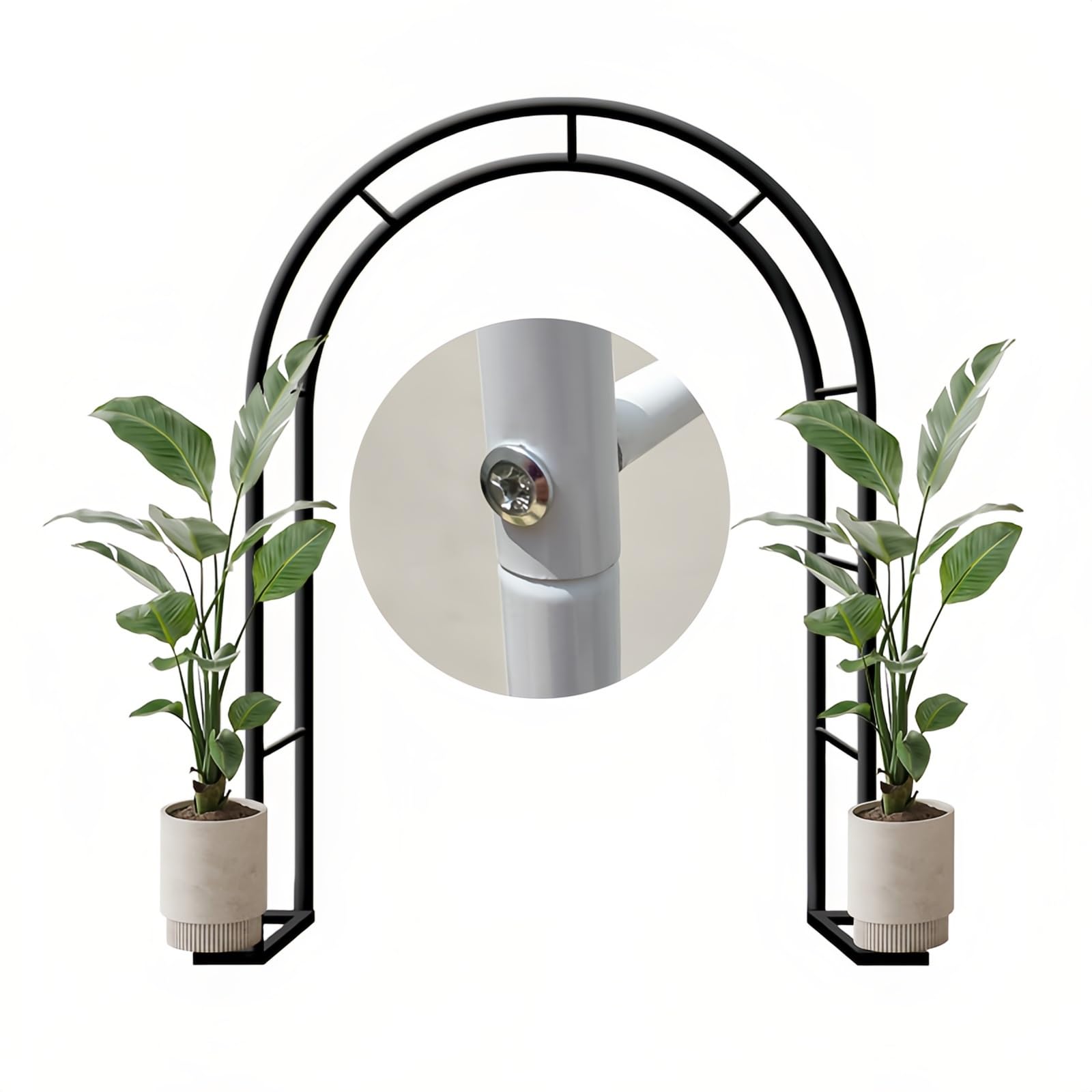 Solidny metalowy łuk różany 80, 350 cm, pergola ogrodowa, do roślin pnących i róż, łatwa instalacja, czarna krata, do użytku wewnątrz i na zewnątrz, 80 x 200 cm