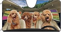 Vista 21 de Parasol para parabrisas delantero de automóvil para perro, Shih Tzu, hermosas flores, decoración para vehículo, reflector de rayos UV, protector