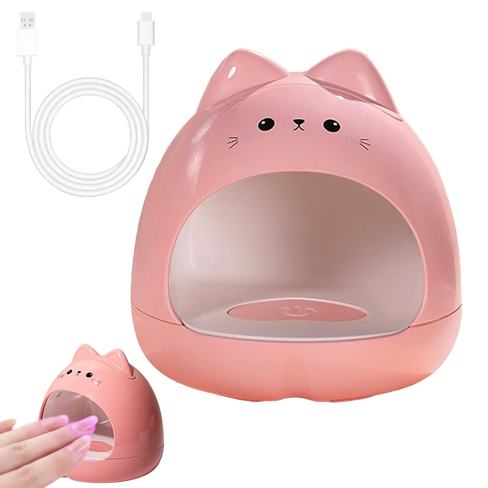 Betterterfor UV Light for Nails, 24W UV LED Nail Lamp for Gel Polish, Fast Nail Dryer with Cute Shape, Small and Portable, LED Nail Light for Fingernail and Toenail Nail Artists DIY-Pink