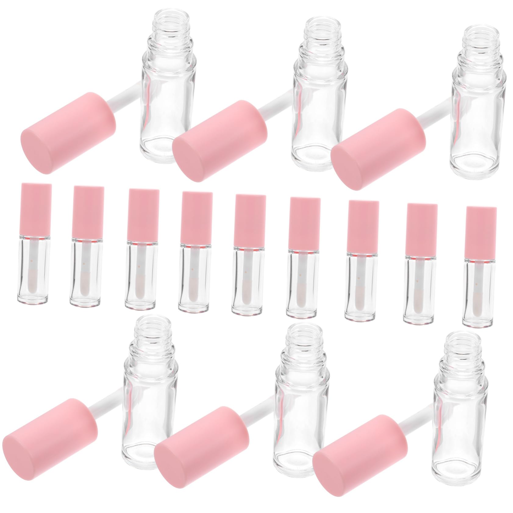 Tubo de Brillo de Labios Rellenable 10ml Petg Rosa 15 Unidades | Varita Grande, Formato Portátil y Ligero, Cierre Hermético, para Viajes y Compras al Aire Libre