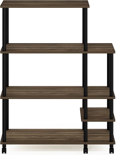 Miniatura 6 de Furinno Turn-N-Tube Kitchen Shelf Cart, Columbia Walnut/Black Columbia Nogal/Negro,Americano/Negro,Roble francés gris/negro.,Ámbar