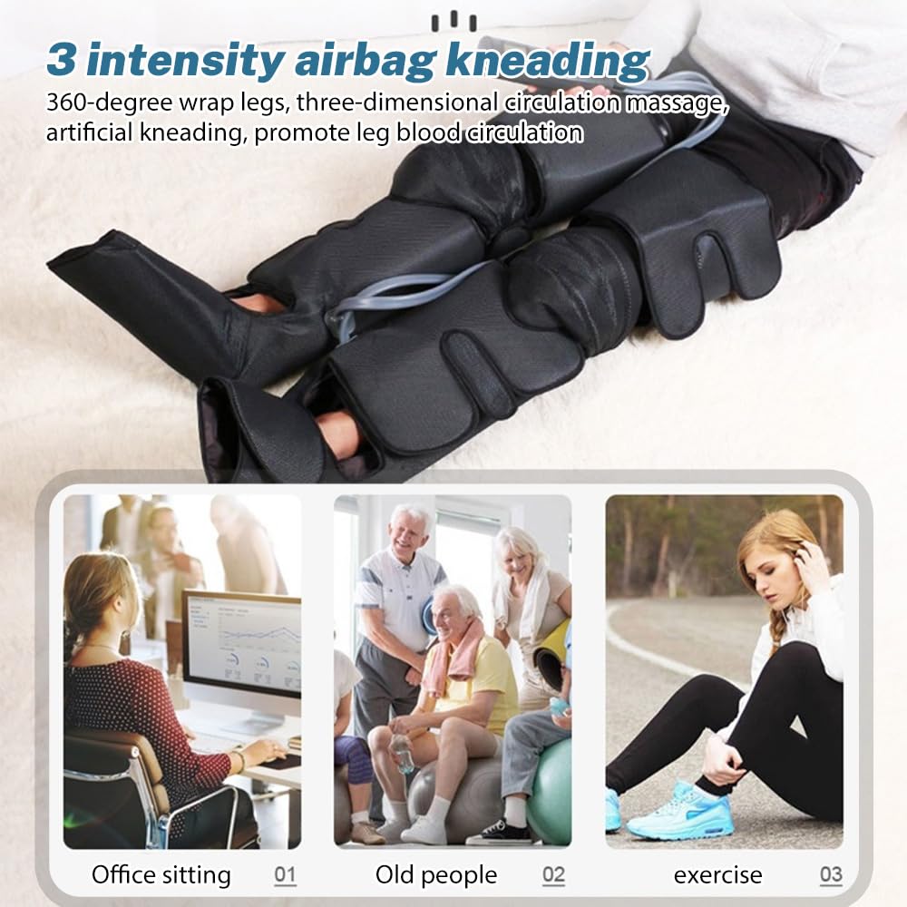 Masajeador de Piernas, Masajeador de Piernas para Circulación y Relajación, 6 Modos 3 Intensidades, 35-50℃ Ajustable, Adecuado para Masaje De Pies, Piernas, Molletas,
