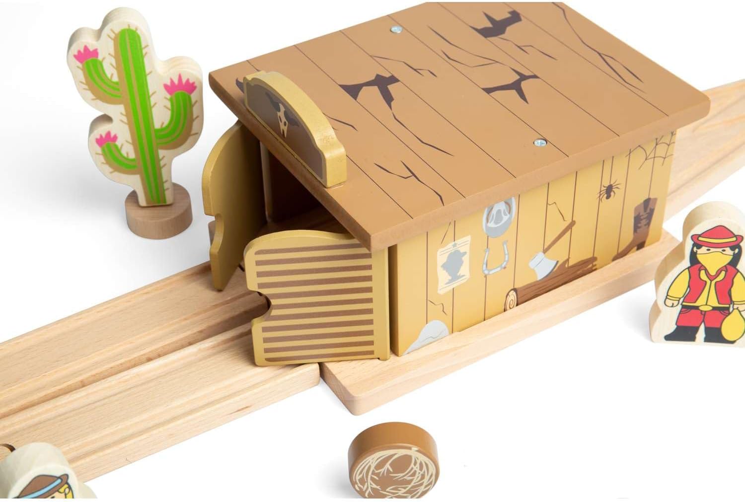 Bigjigs Rail Wooden Saloon Tunnel - Wild West Accessory for Train Sets, Kids Railway Accessories, Eco Friendly Toddler Toys & Gifts, Made with Sustainable Wood, Age 3 Years Old +