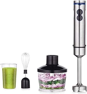 Blender ręczny 700 W, blender ręczny 4 w 1 z 2-biegową + Turbo, blender ręczny ze stali nierdzewnej 304, kubek do mieszania, rozdrabniacz do żywności, trzepaczka do koktajli, przecierowa żyw