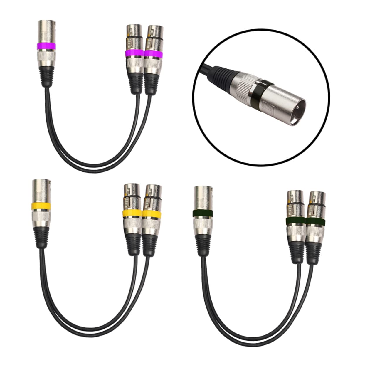 Toyvian Cavo Microfono Splitter Xlr Maschio a Doppio Xlr Femmina 0,3 Metri Rinforzo e Audio Bilanciato in Plastica e Metallo, 3 Pezzi per Microfoni e Illuminazione da Palco