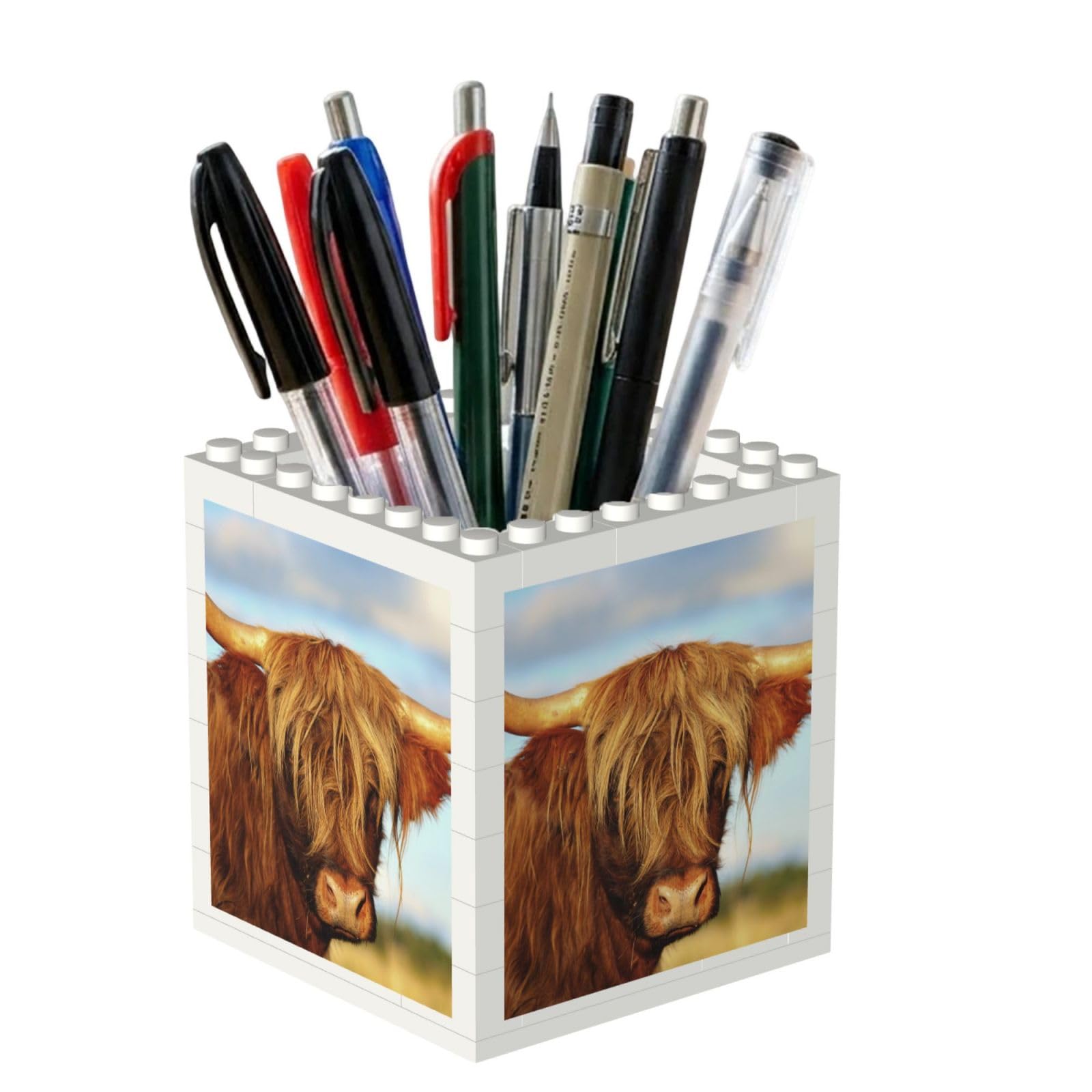 Poadnly Highland Cow Printed, Pen Pot Pencil Holder for Office Home School, Compact Desk Organiser for Office Stationery