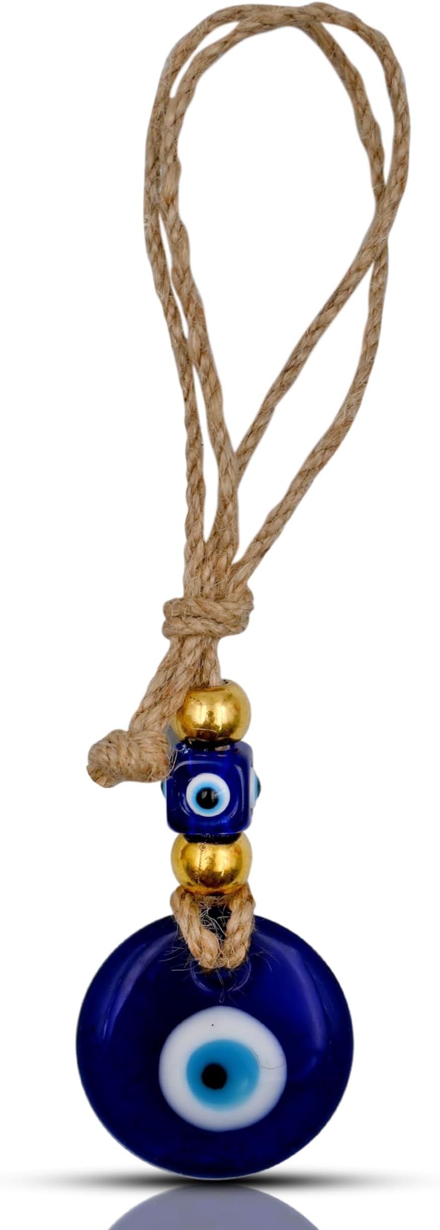 Handmade Blue Glass Evil Eye Hanging for Good Luck Zodiac Success Health Wealth Prosperity | Decoration for Home Office Garden and Car Hanging |Nazar Battu. (2GB4)