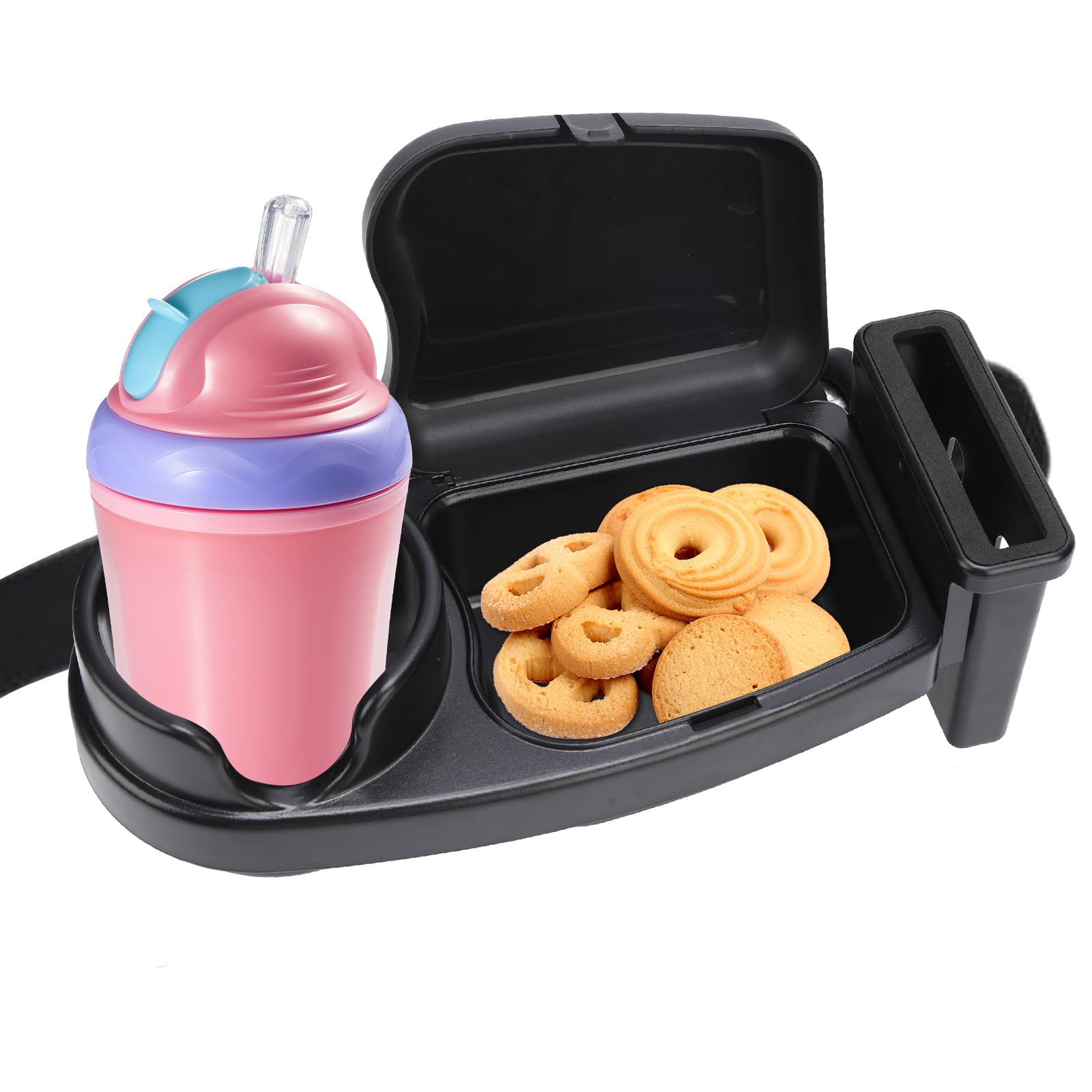 Plateau à goûter pour poussette compatible avec Joie, plateau à goûter 3 en 1 avec couvercle et porte-gobelet pour poussette, design antidérapant amovible, accessoires de poussette en ABS