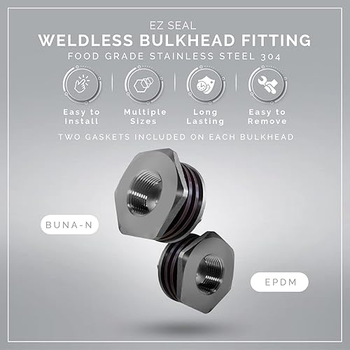 Miniatura 13 de MiniBrew Mamparo sin soldadura NPT EZ de 1/2 pulgada con juntas EPDM para elaboración casera (paquete de 3)