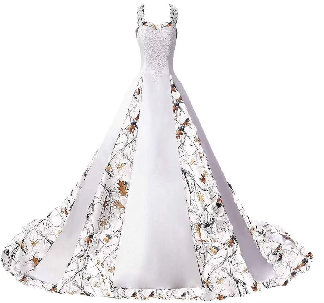 camouflage formal dresses ZVOCY Women's Wedding for Bride Satin Camo Long Gown for Wedding White SUMMER_MD_2024