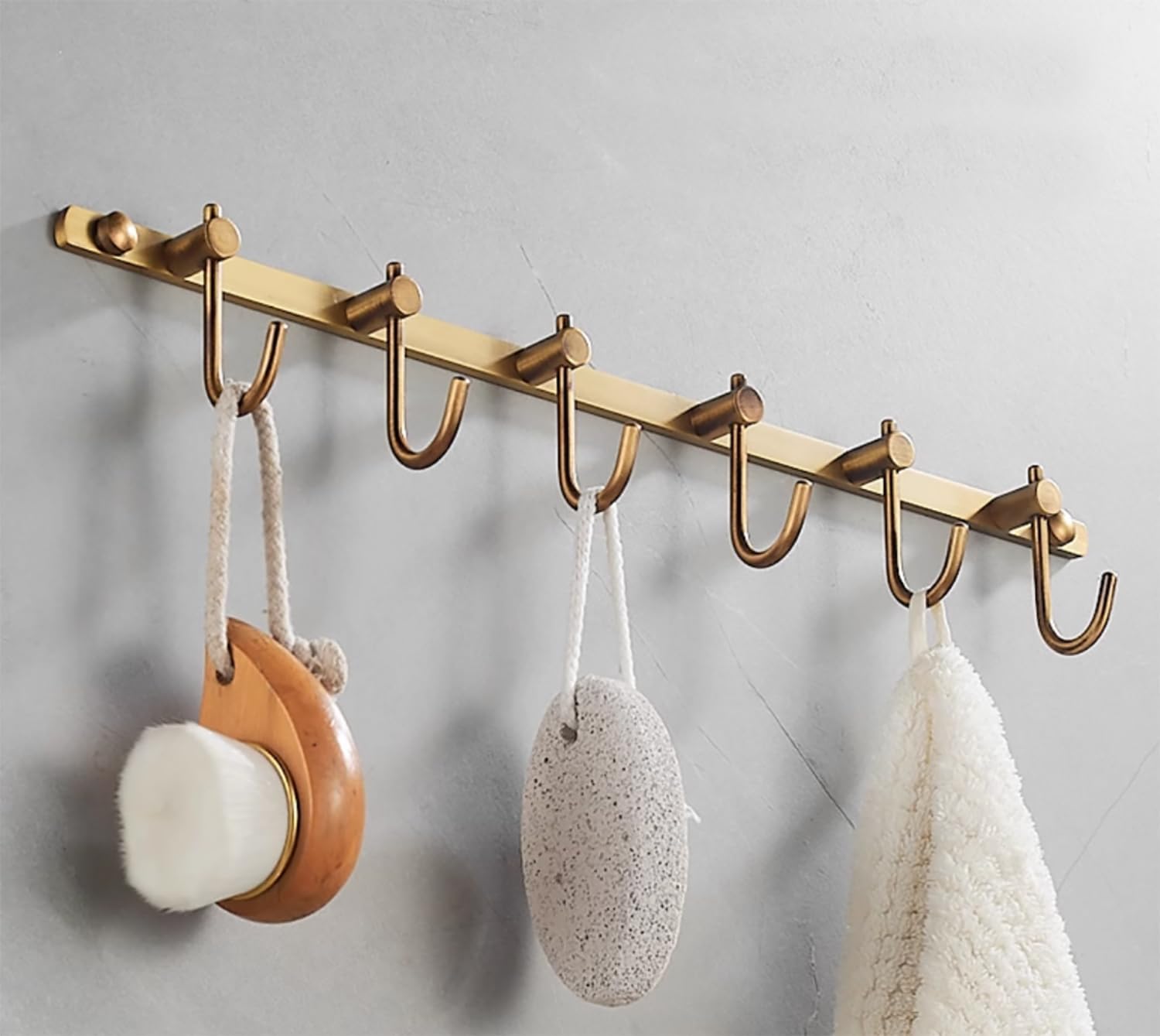 Bronze Towel Hook, Oil Rubbed Brass Row Hooks Rack, Bathroom Towel Hook, Coat Rack for Bathroom Kitchen Garage Wall Mounted with 6 Hooks