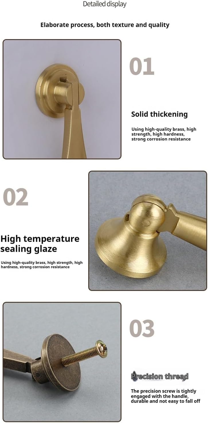 Kitchen Drawer Pulls Dresser Pulls 2 Pack All-Brass Wardrobe Door Handle Teardrop-Shaped Cabinet Drawer Pendant Handle Kitchen Cupboard Handle (Gold Length 62mm)