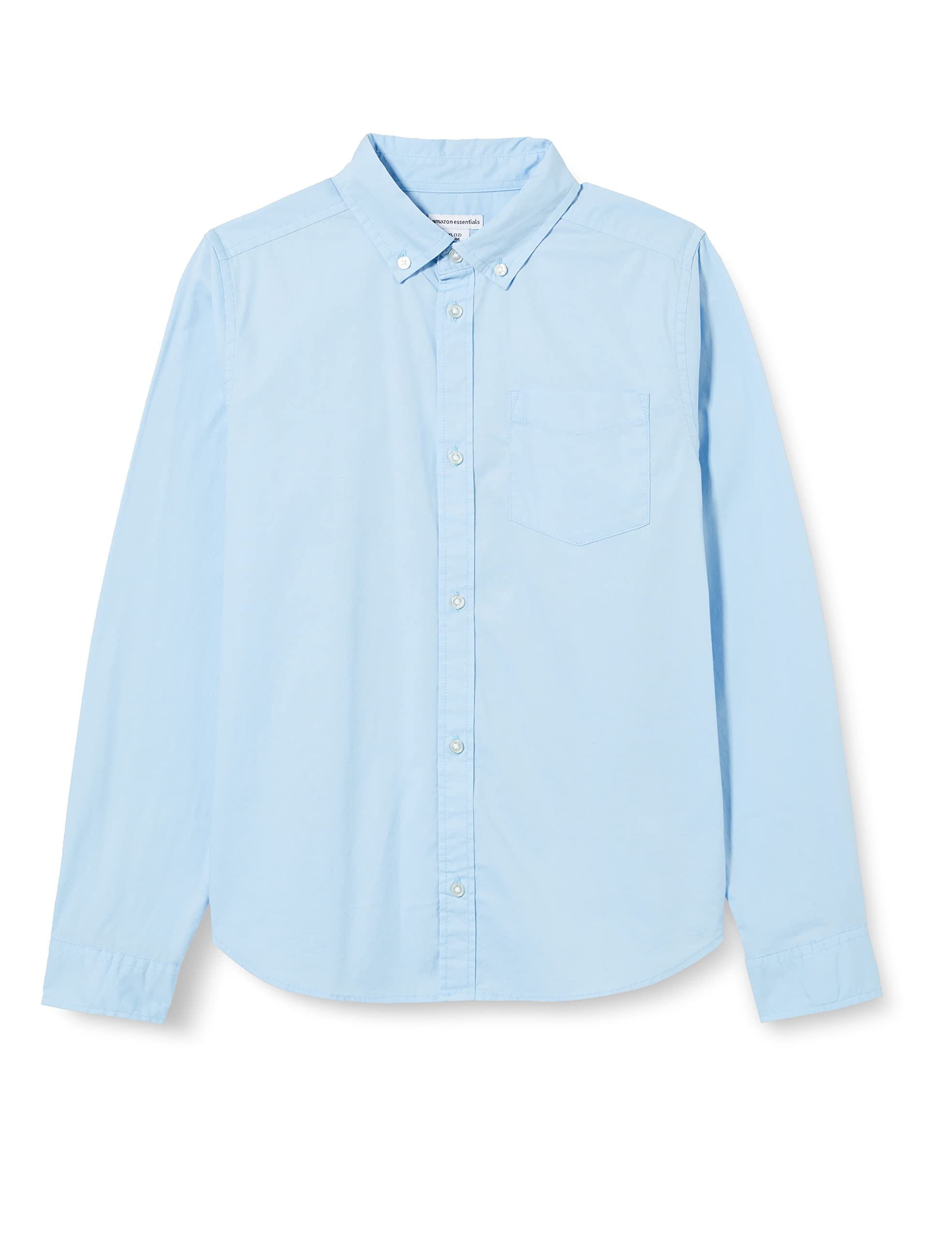 Amazon Essentials Camisas de Botones, de Popelina, Tejido elástico, Manga Larga, para Uniforme Niño, Pack de 3