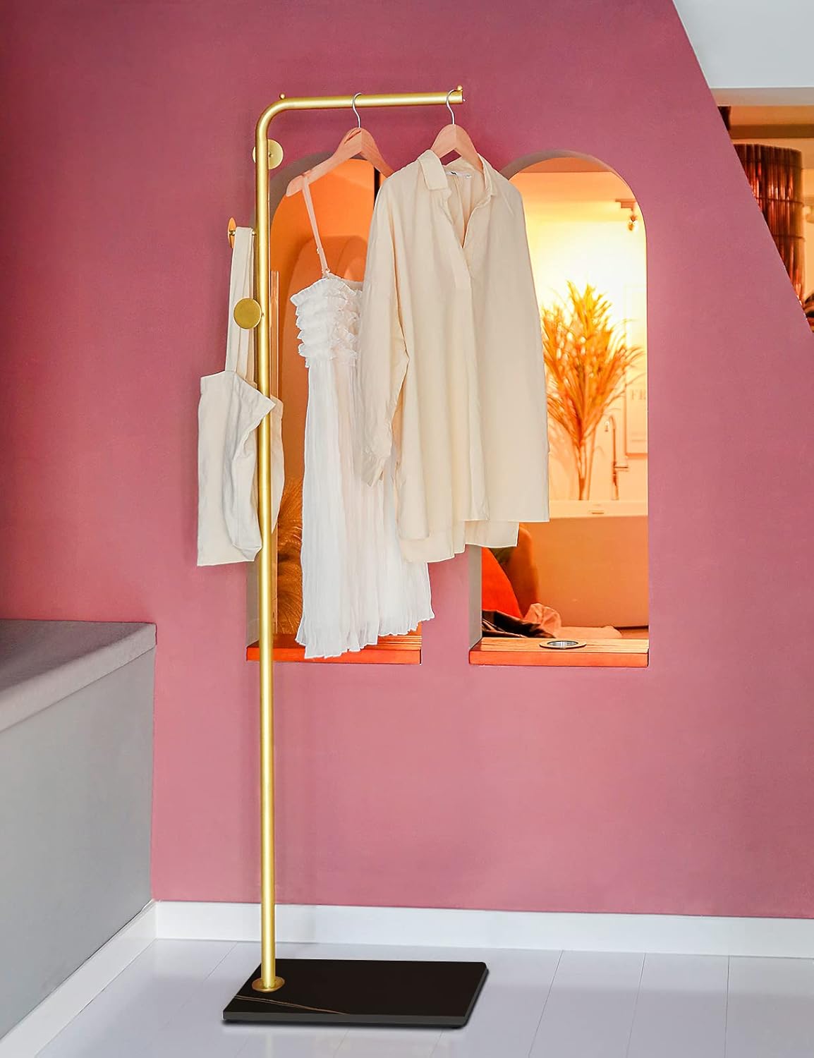 Gold Coat rack, Metal Coat Tree Stand with Round Hooks