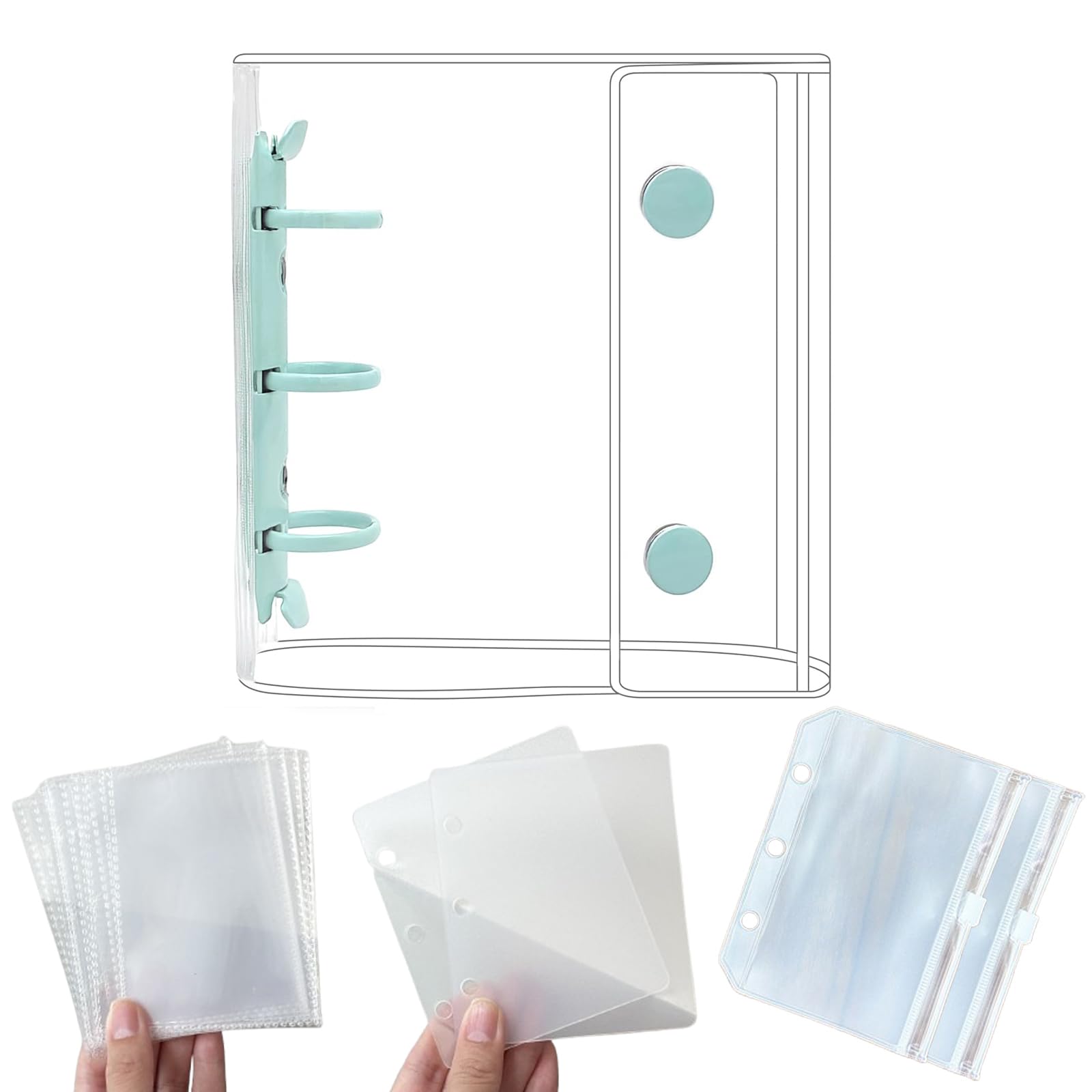 Amazon.co.jp: シール帳 透明 女の子 A8 ミニ バインダー 【リフィル