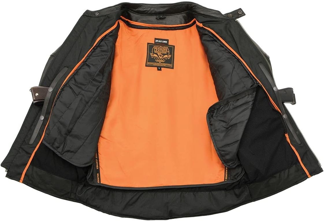 Milwaukee Leather ML1010 Men's Side Lace Vented Black Leather Scooter Jacket