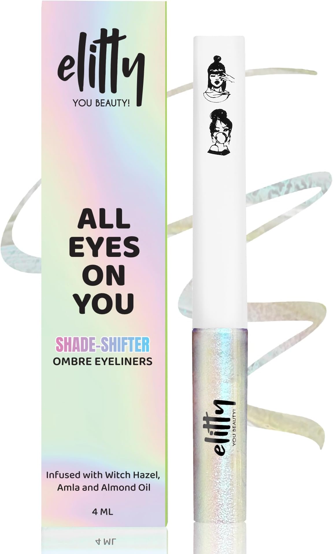 Holographic Eyeliner 4g - Fairycore With Ombre Shimmery Finish | Long Lasting, Waterproof, Smudge Proof Liquid Eyeliner | Quick Drying Formula With Monochrome Effect - Shade (Silver Blue)