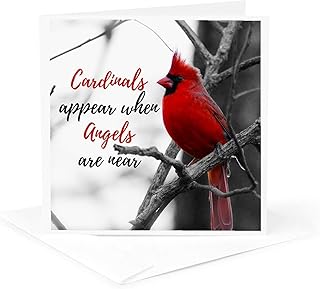 3dRose Greeting Card - Cardinals appear when Angels are near on a photo of a male cardinal. - Stamp City - typography
