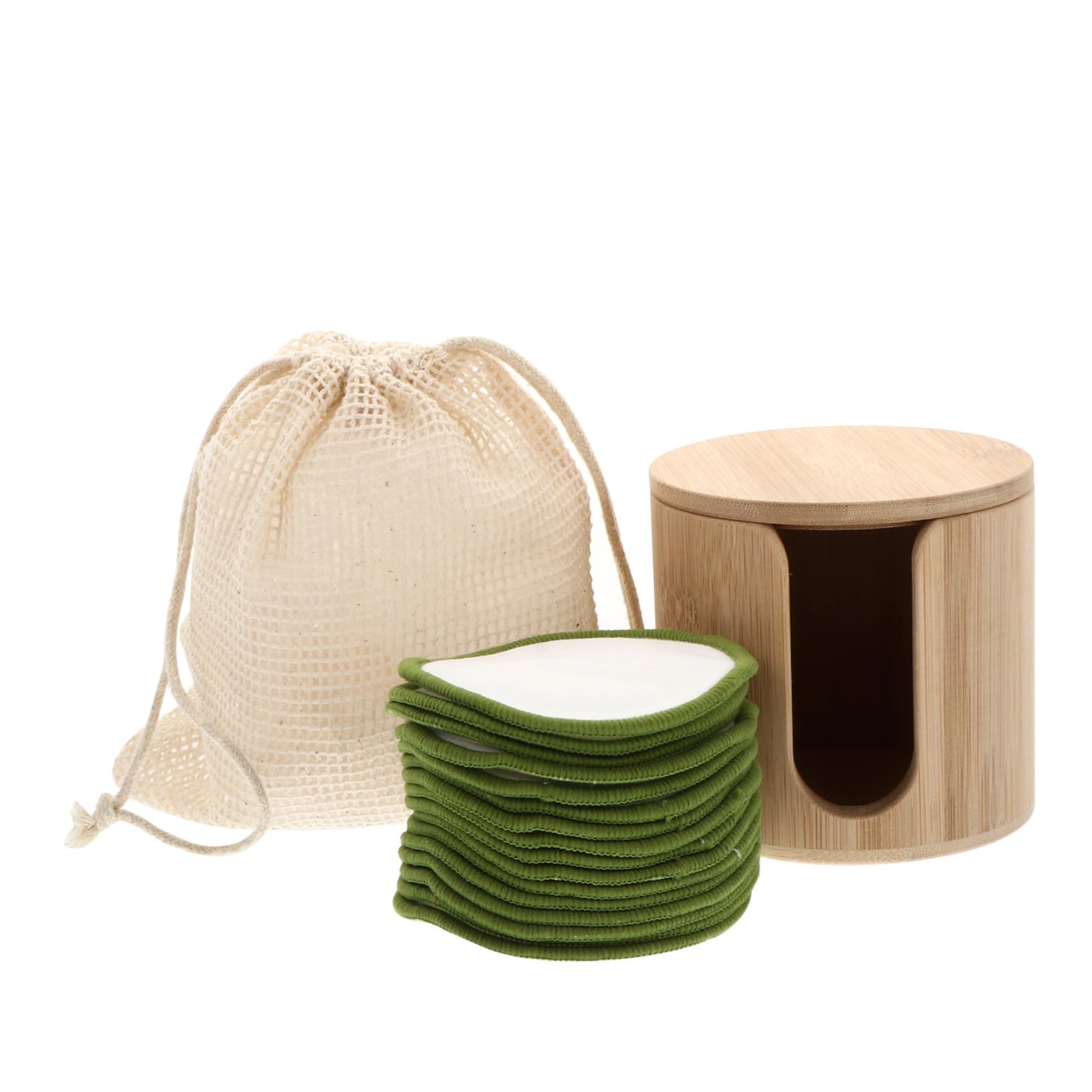 Dischetti Struccanti Riutilizzabili Set 18 Pezzi in Fibra di Bambù | Verde, Contenitore e Sacchetto Inclusi, per Viaggio e Business Trip, per Donne e Ragazze