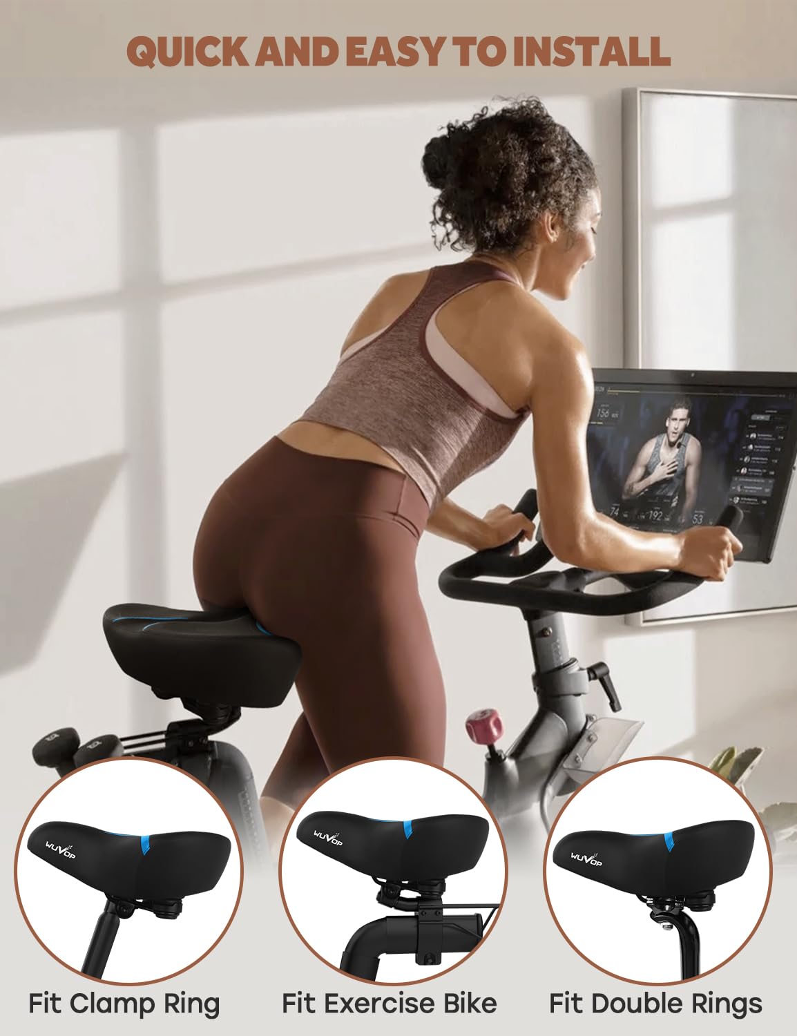 Ponadwymiarowe siodełko rowerowe Peloton, wygodne siodełko rowerowe dla mężczyzn i kobiet, bardzo szerokie siodełko, kompatybilne z Peloton, Echelon, Exercise, Electric, Cruiser Bikes, niebieskie