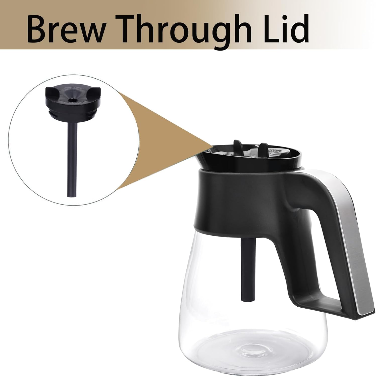 10-Cup Coffee Pot Replacement for Ninja Coffee Maker CM400 CM401 CF090 CF091 CM300 CP300 CP301 Glass Carafe Replacement with Brew-Through Lid Sturdy Handle