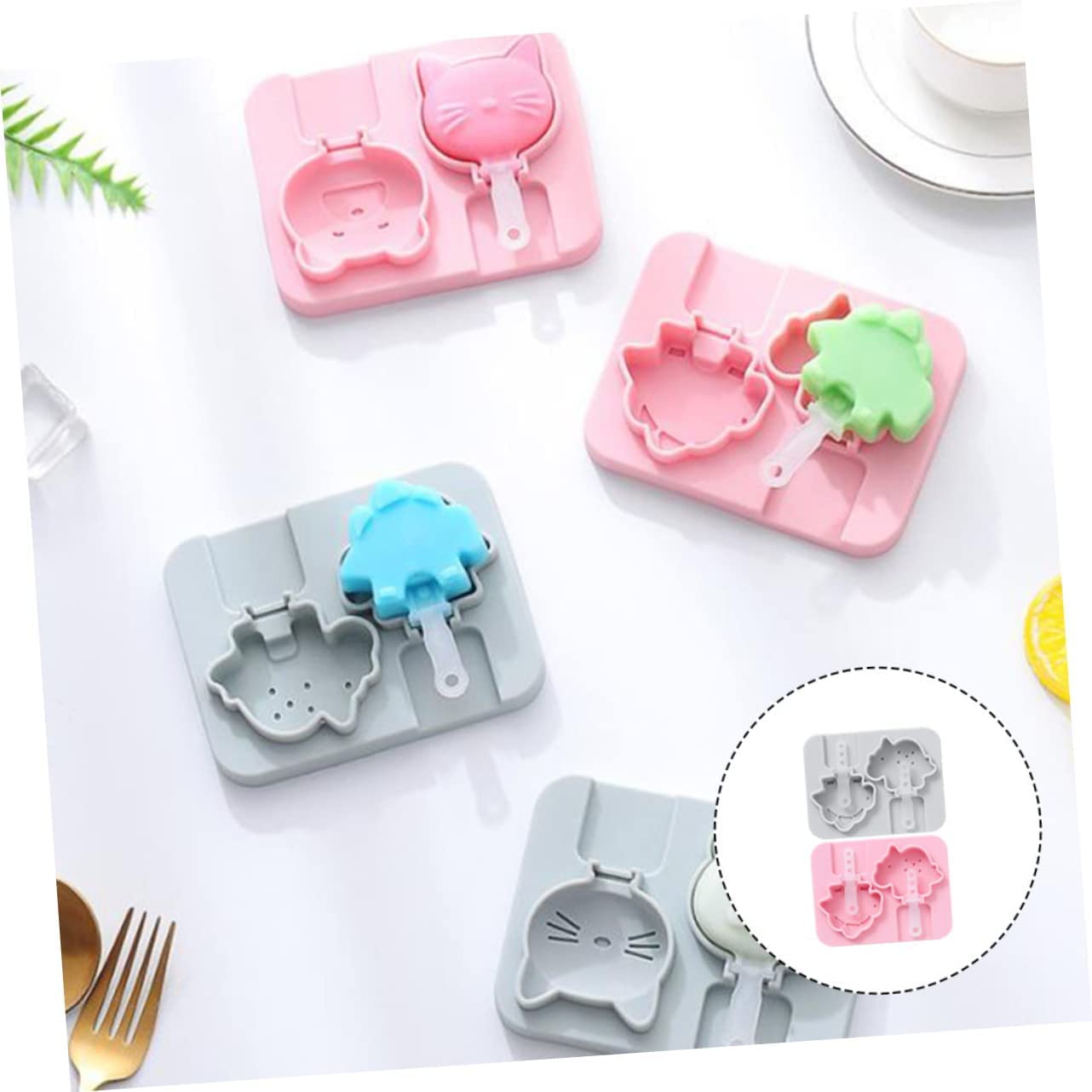 Lot de 6 moules à bâtonnets de Fromage en Silicone, Canne à Sucre, Plateau à gâteau au Chocolat, crème glacée, Fondant Animal, moules à sucettes en Silicone, Moule en Forme d'animal,